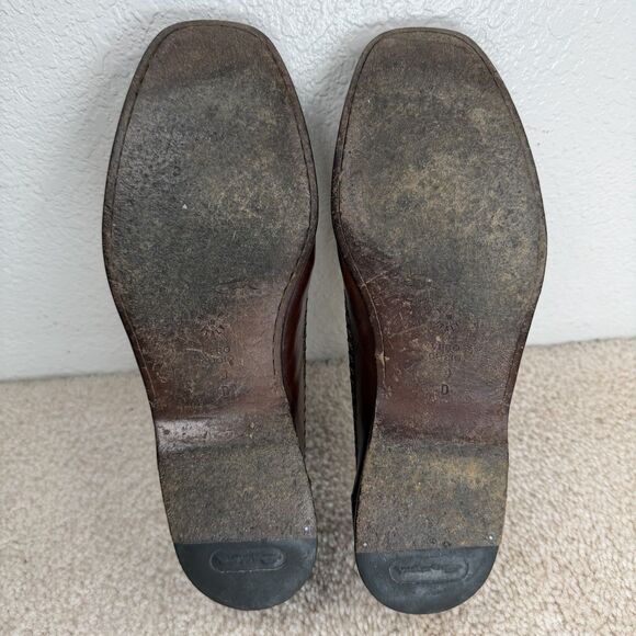 Santoni Loafers Brown Leather Dress Shoe Size 9 Slip On Moc Toe Whipstitch Italy - Picture 13 of 15